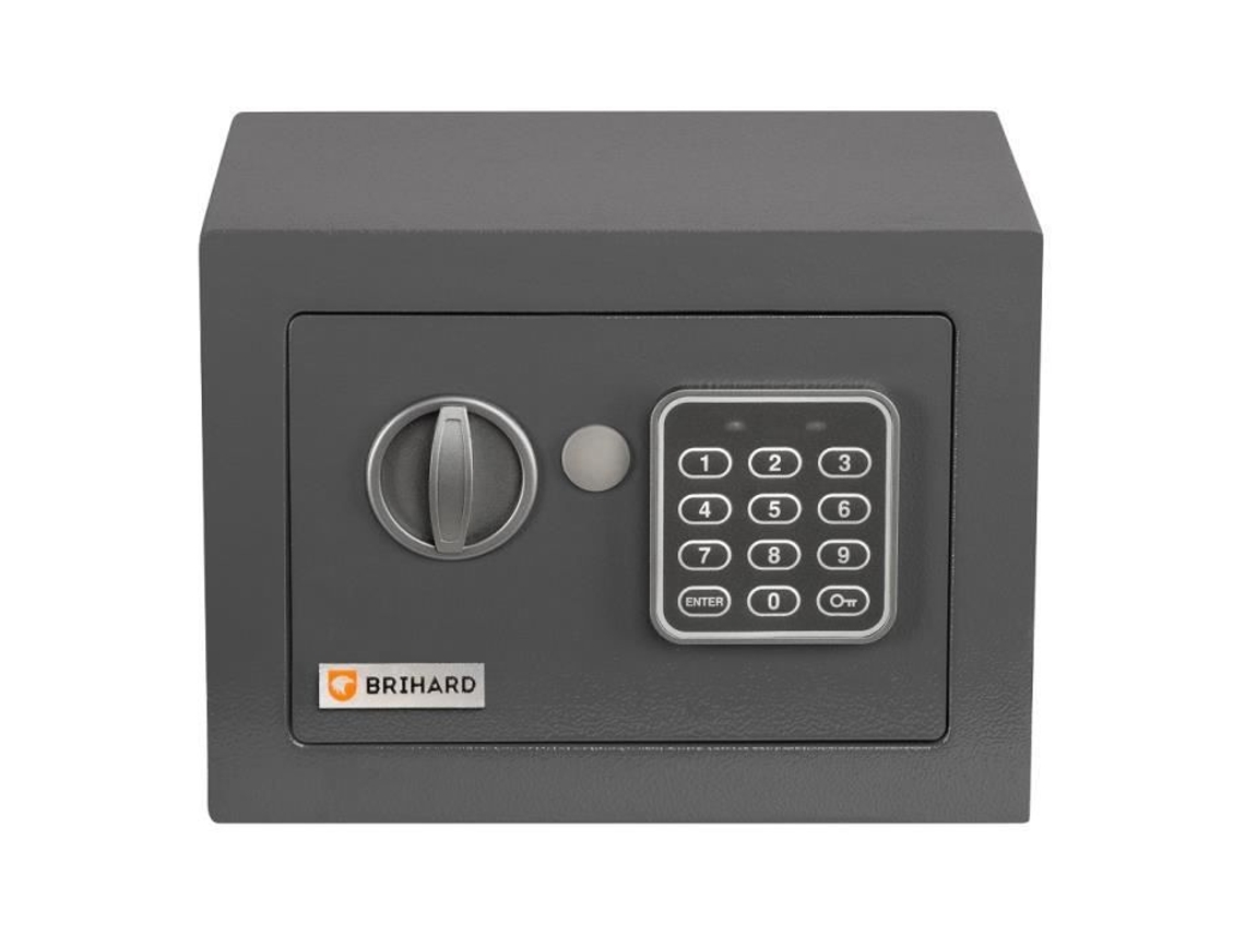 Cofre doméstico BRIHARD com fechadura eletrônica - 5,7L - Cinza escuro -