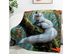 Manta Arctic Fox Plant 130x150 Cm Multifuncional Macia Aconchegante em Flanela Ideal para Cama Cochilo no Escr