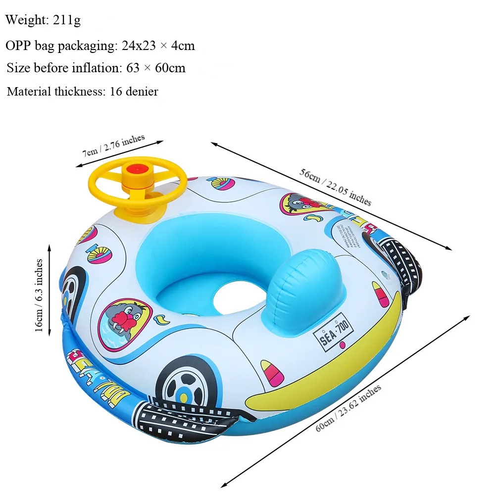 Piscina anilha Inflável Anilha Barco de Caução Azul 75*50cm AOZORZ