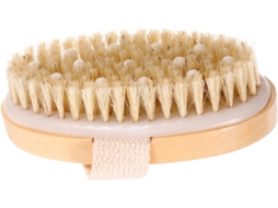 Escova De Banho Redonda Wooneky Com Cerdas Macias Bambu Natural Para Massagem E Esfoliação Corporal, Adequada Para Pele