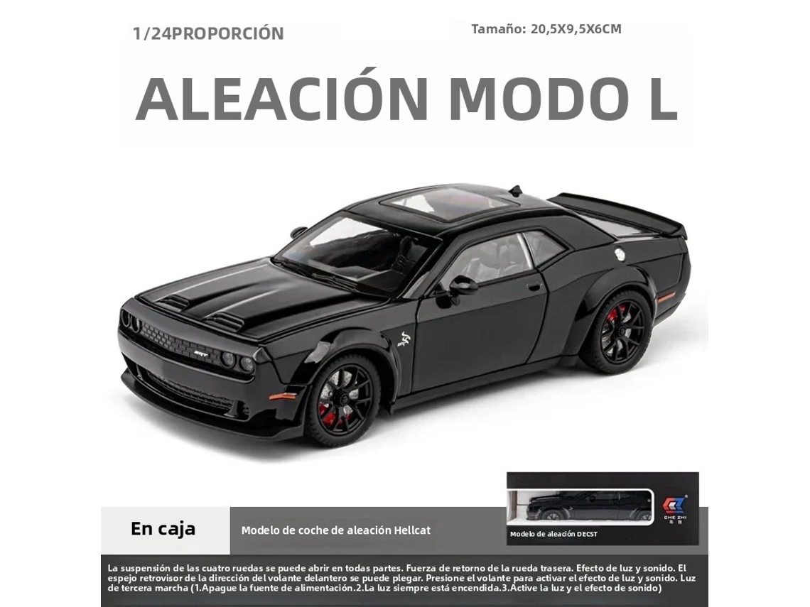 (preto) Dodge Challenger Srt Hellcat Redeye, Modelo Em Metal Na Escala 1:24.