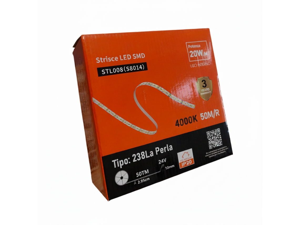 Fita De Led Profissional De 50 Metros Para Uso Interno - Branco Quente 4000k, 24v, 2640 Lm/m, Ip20 - Corte De 2,95 Cm