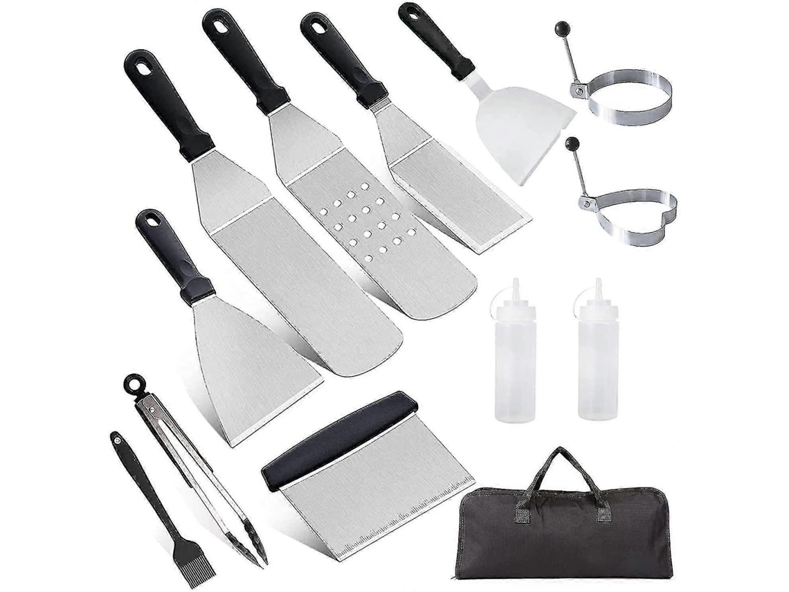 11 Paletas de Barbacoa de Acero Inoxidable, Conjunto Profesional de Herramientas para Parrilla Teppanyaki, Accesorios para Plancha