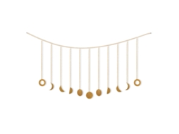 Decoração de Fases Lunares em Metal Dourado Guirlanda Pendente | S/MARCA
