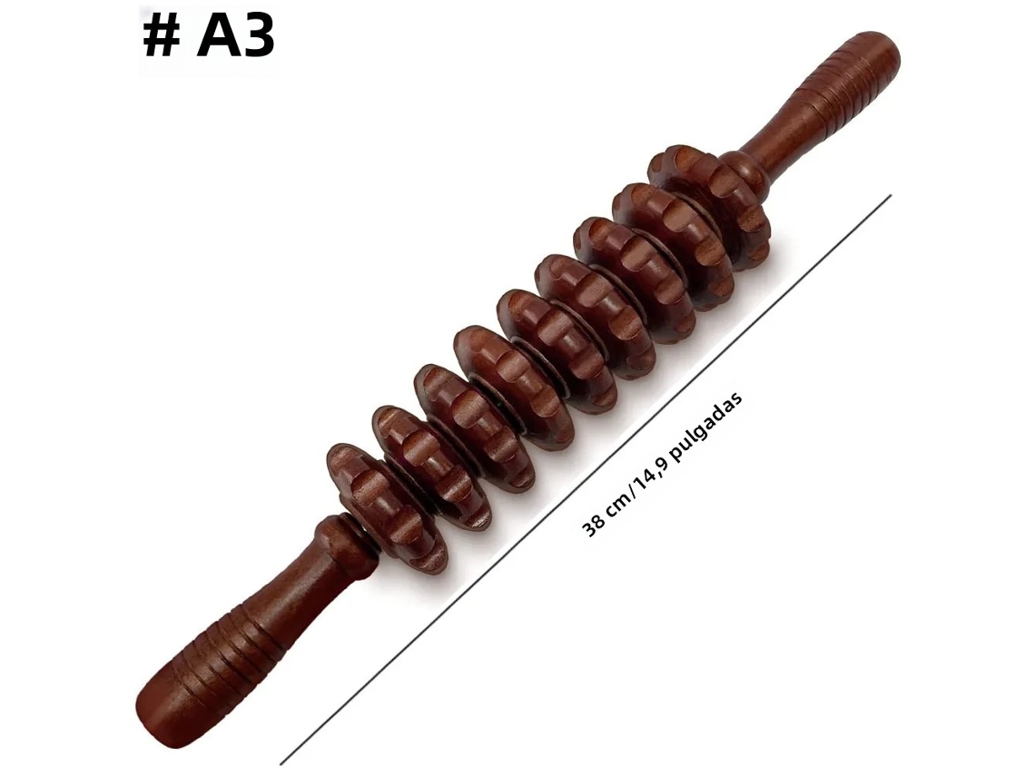 Massageador de Madeira com Rolos de Três Pontos, para Fáscia e Celulite. MDUG (estilo A3)