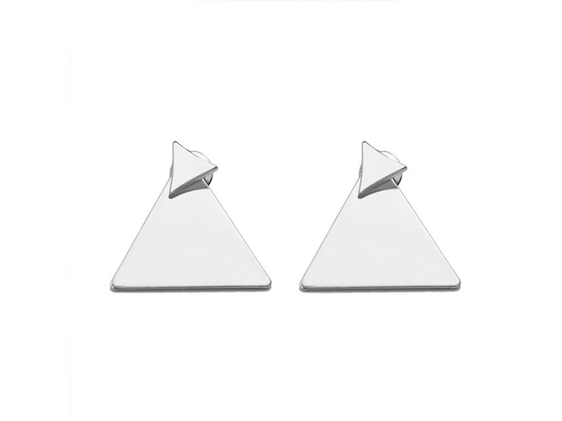 Brincos De Prata Liga Geométrica Triangular Moda Feminina