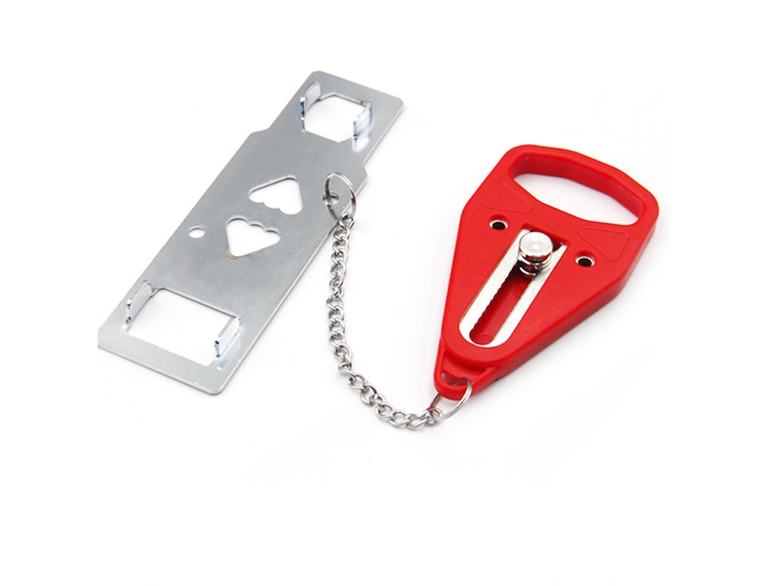 Fechadura Portátil Para Porta – Trava De Segurança – Batente De Porta – Para Casa E Viagem – Metal – Vermelho
