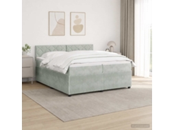 Vidaxl Cama Box Spring Com Colchão Cinzento-claro 200 X 200 Cm Veludo