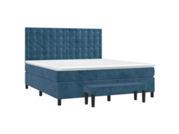 Cama com Molas/colchão 160x200 Cm Veludo Azul escuro MAISON EXCLUSIVE
