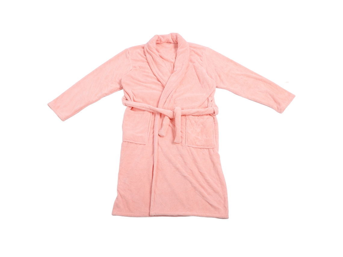 Bata de Banho Casal Veludo Coral Grosso Absorvente Macia com Cinto Quente Rosa para Lar Hotel