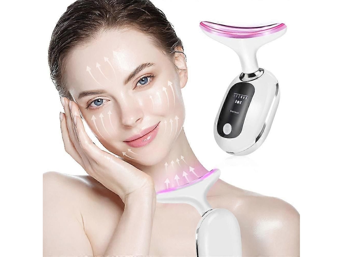 Massageador Elétrico para Pescoço, Aparelho de Terapia Redutora Rugas com 3 Modos Luz, Lifting Faci Al, Facial Portátil GOKOCO