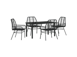 Conjunto 5 Conjunto De Jantar Para Jardim Vidaxl Preto Vime Pe (140 X 80 X 73 Cm)