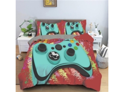 Capa de Edredom Estampa Gamepad em Microfibra Fronha 200x200 Cm