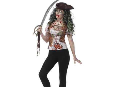 Fato de Mulher  T-Shirt Pirata Zombie (Tam: L - 44/46)