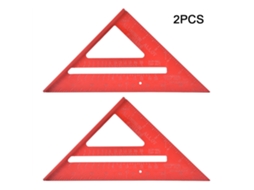 2pcs Régua Triangular de Alumínio 7 Polegadas Ângulo Reto Antirust Carpintaria Vermelho