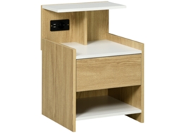 Mesa de Cabeceira com USB e tomada, natural BTFORUS