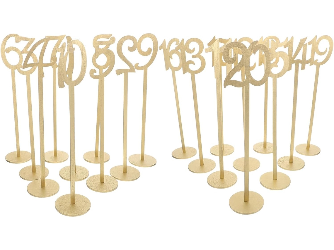 Besportble Conjunto de 20 Peças Números Mesa Madeira com Suporte para Numeração, Ideal Casamentos, Festas, Ani