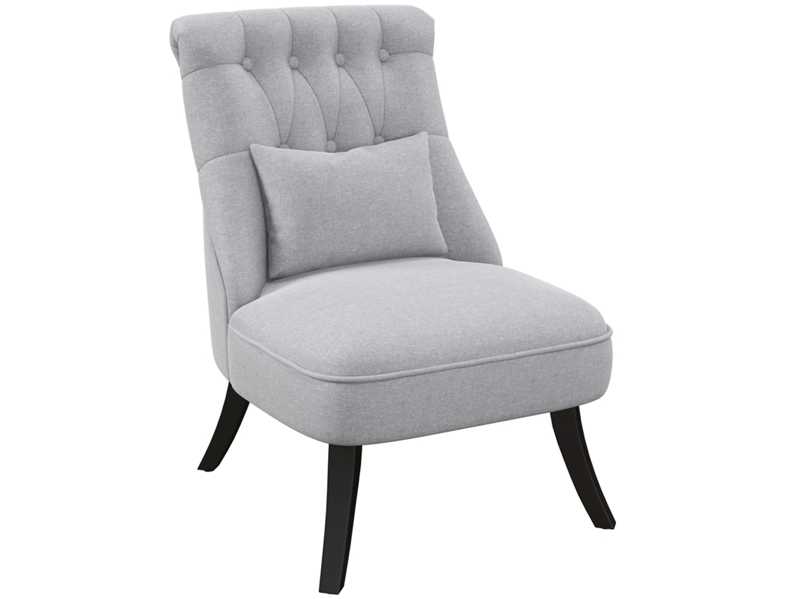 Poltrona Relaxante Cadeira De Tv Com Almofada Para Encosto, Pés Elevados, Linho Cinza 52,5x69x77cm Para Relaxamento Confortável Liptaptyn