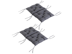 Conjunto 2 Almofadas Cadeira Encosto Baixo Cinza Assento Jardim Conforto Exterior