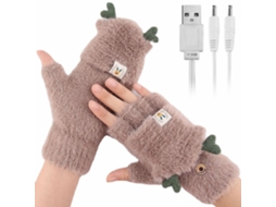 2026 guantes Calentados de Invierno Sin Dedos Con Pelusa Y Cuernos Suaves para Mujer Y Hombre