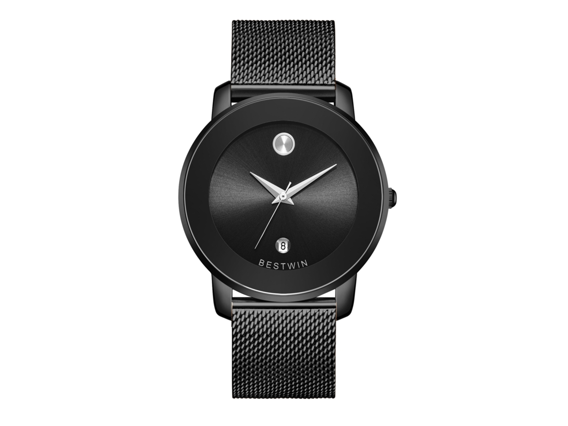 Relógio de Quartzo Masculino MDUG (preto Pulseira de Malha)