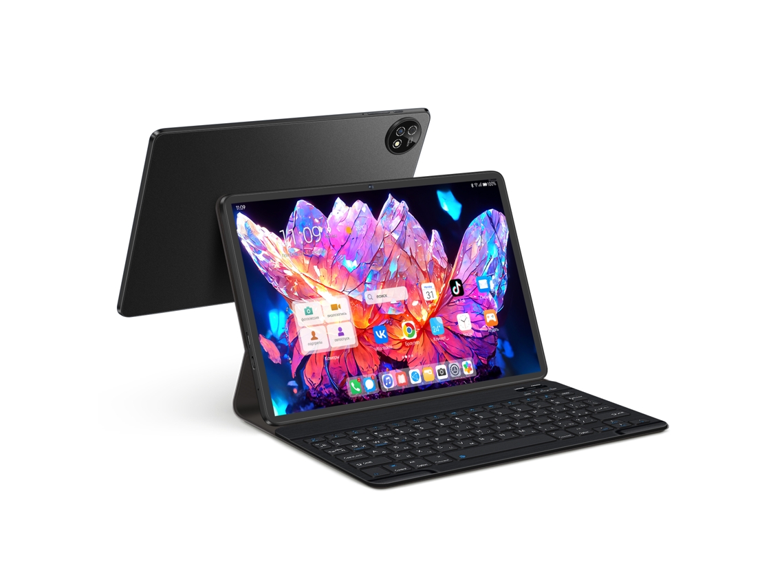 Tablet Vanwin K30 Android 15 Teclado Bluetooth Capa Em Pele 6 Gb De Ram 12 Gb 256 Rom Versão Wifi Preto (memória Expandida)