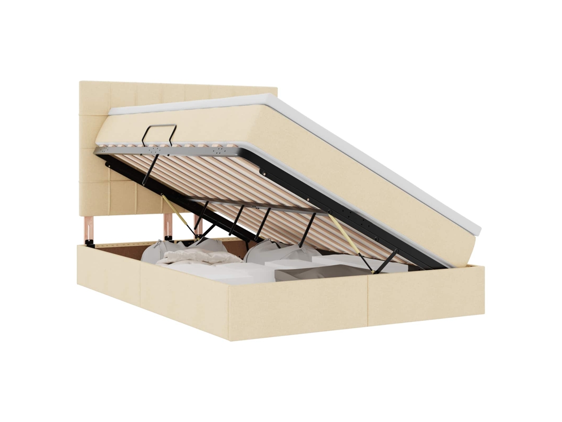 Maison Exclusive - Cama Com Arrumação E Led Com Led Creme 140 X 200 Cm Poliéster