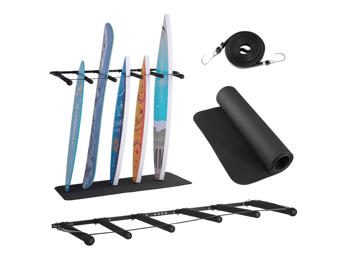 Suporte Vertical De Parede Para Pranchas De Surf Com 5 Níveis Ajustáveis Da Vevor, Preto