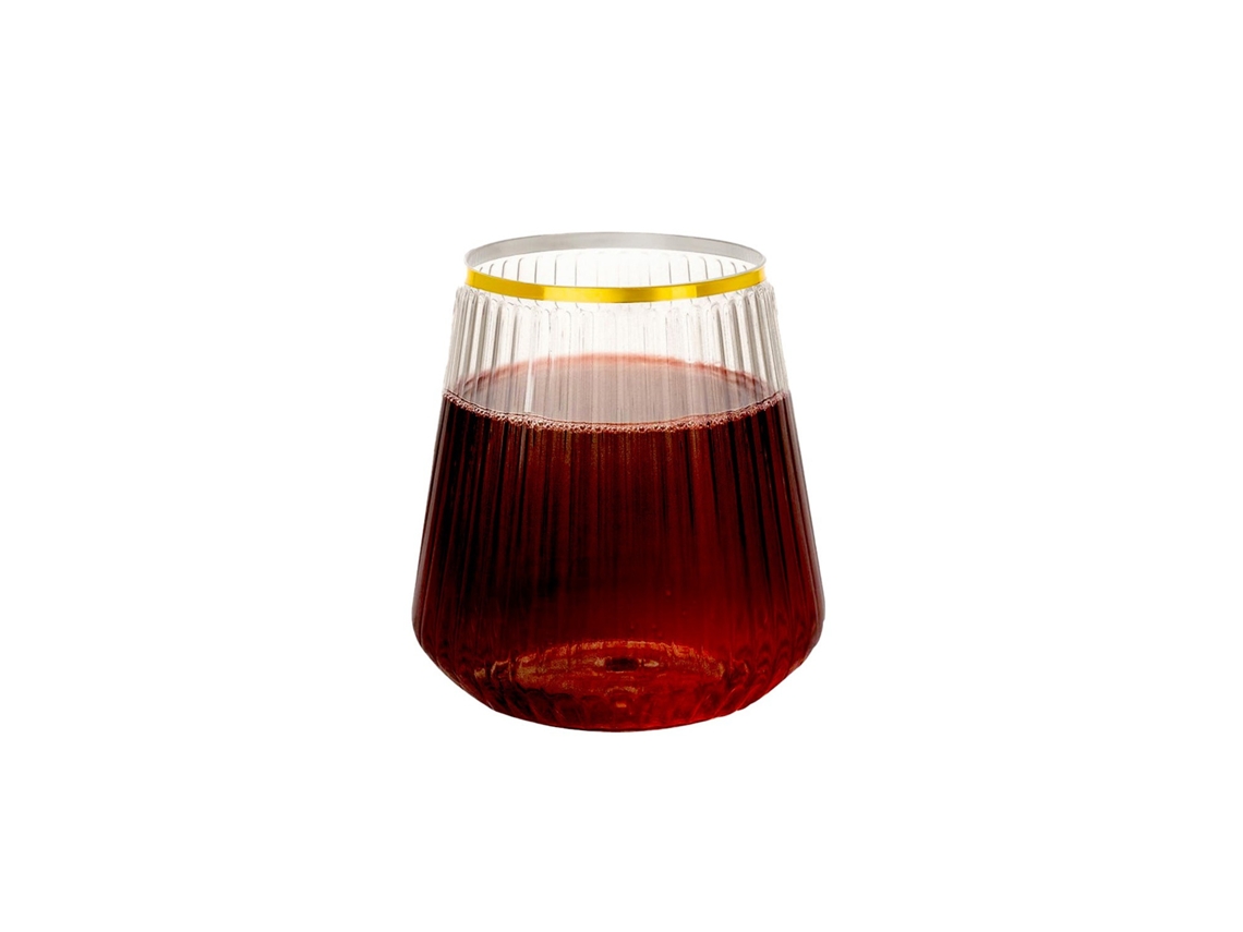 Copos Descartáveis de Plástico Pet para Vinho, Ideais para Festas de Casamento.copo Listrado Dourado de 355ml YUNZII (12oz)