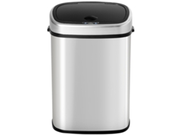 Lixeira com Sensor 48l, Aço Inoxidável, Impermeável, Automática, Prateado, 38x28x58cm S/MARCA