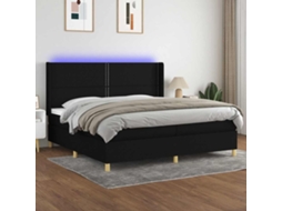 Vidaxl Cama Box Spring C/ Colchão E Led 200x200 Cm Tecido Preto