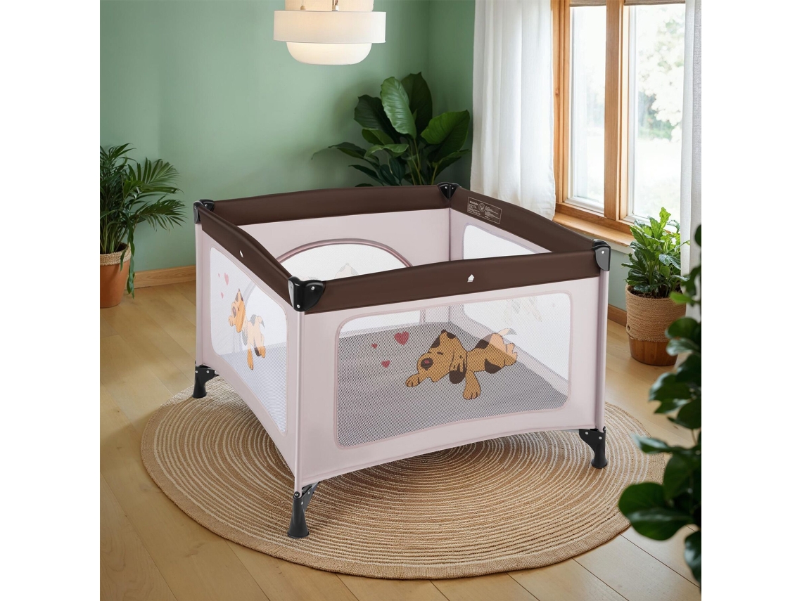Tectake Parque De Viagem Tommy 105x105x78 Cm, Castanho
