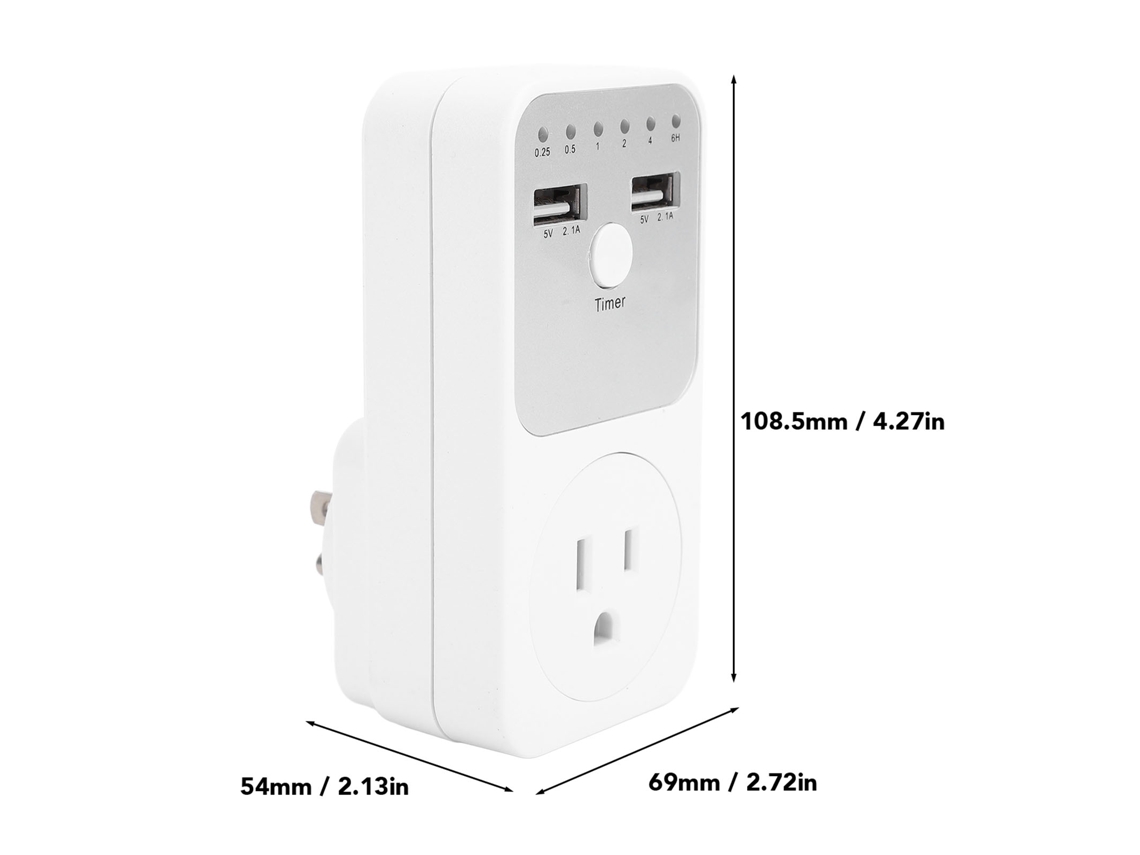 Tomada Com Timer Usb Controle Duplo Proteção De Voltagem