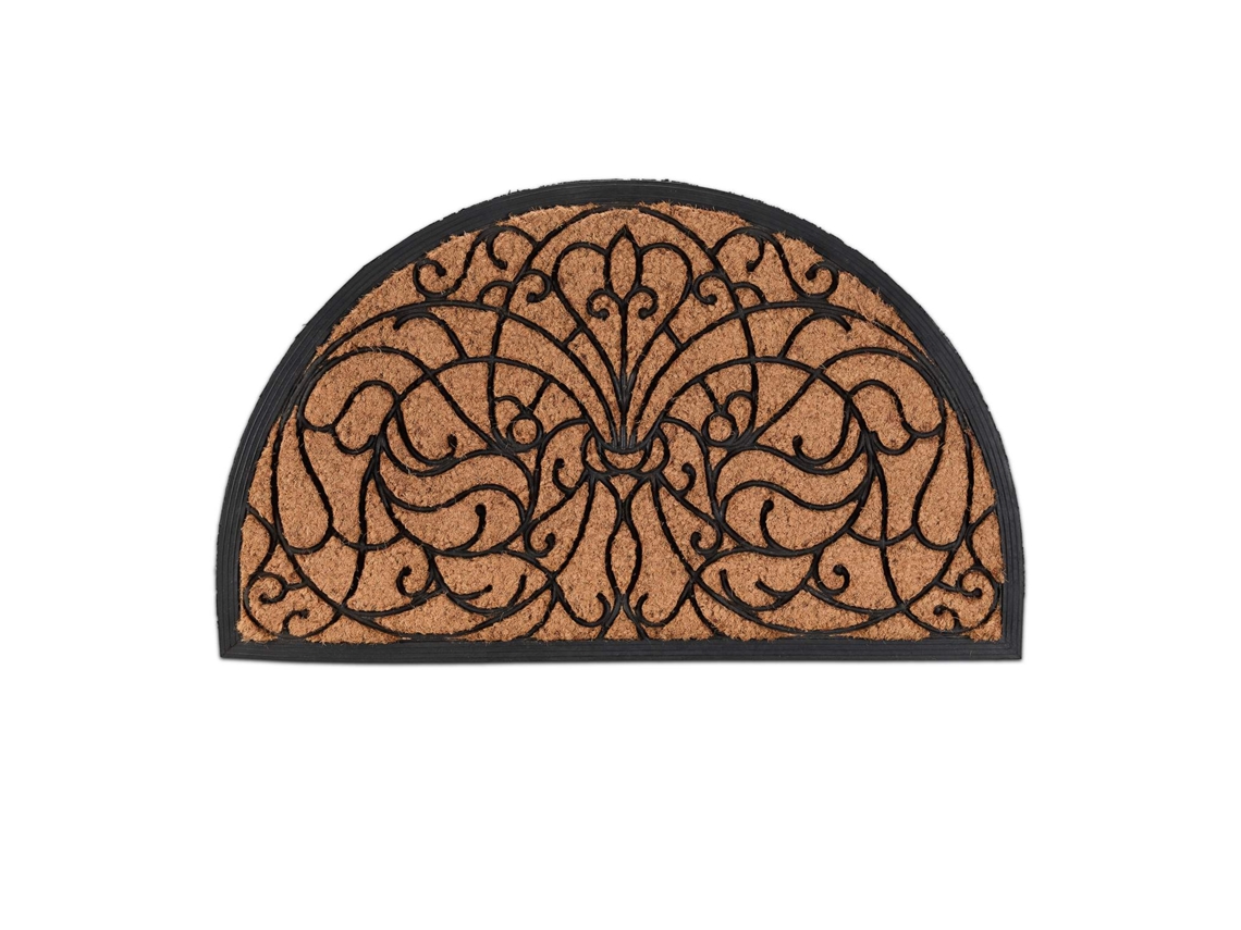 Capacho Semicircular De Fibra De Coco Com Base Antiderrapante