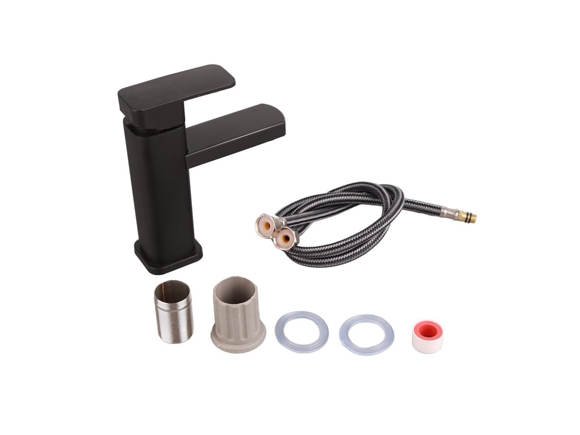 Torneira de Cozinha Plástico Quadrada Preta Água Fria e Quente Deck Mount | S/MARCA