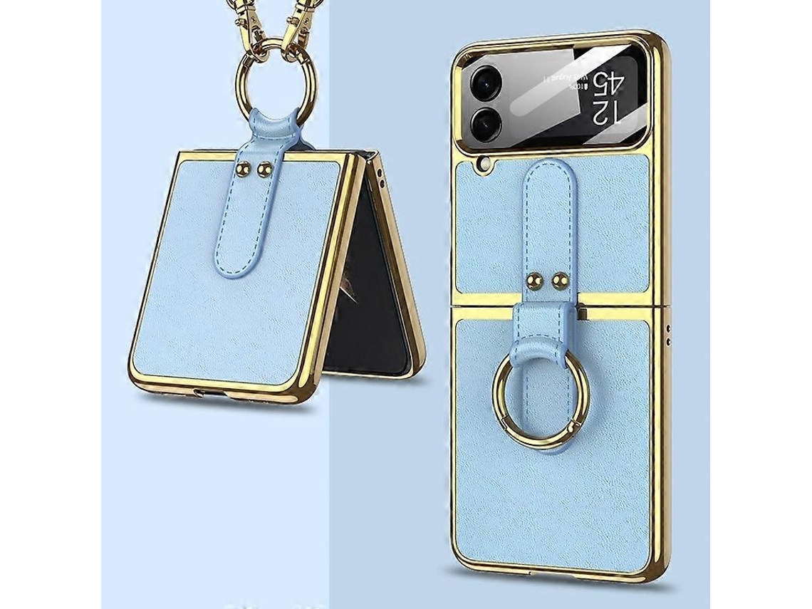 Capa Couro Anel E Alça Para Samsung Galaxy Z Flip4, Elysve