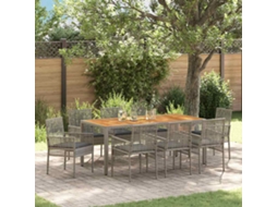 Vidaxl Conjunto De Jantar Para Jardim 9 Pcs Cinzeto Vime Pe