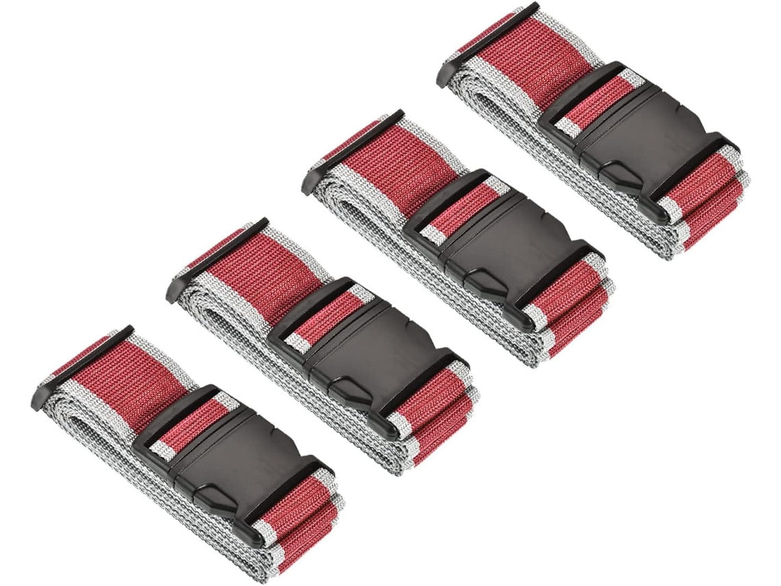 Conjunto De 4 Cintas Bagagem M Meterxity Acessórios Viagem Ajustáveis Em Pp Com Fivela, Ideais Malas 79x2 Polegadas