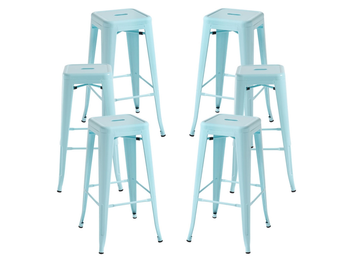 Pack 6 Bancos Torix Altos 76 Cm - Azul Céu