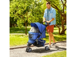 Carrinho Dobrável Veículo C/rodas Giratórias Cesto e Supte P/ Copos 75x45x97cm Azul
