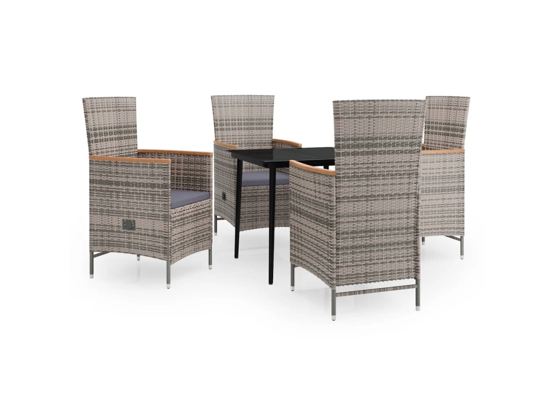 Maison Exclusive - 5 Pcs Conjunto De Jantar Para Jardim Com Almofadões Cinzento