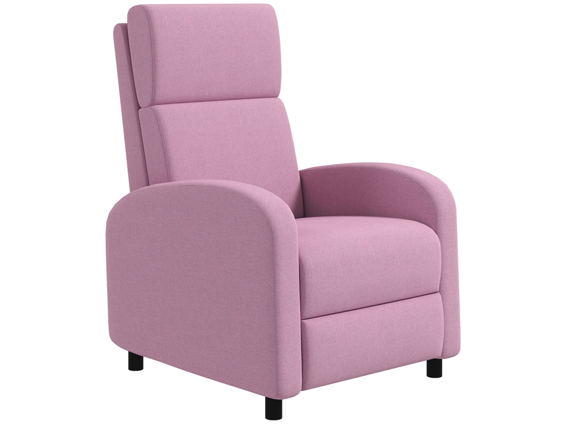 Poltrona Reclinável Relaxante até 160° 64x86x102 Cm Rosa com Apoio para Pés, 120 Kg S/MARCA