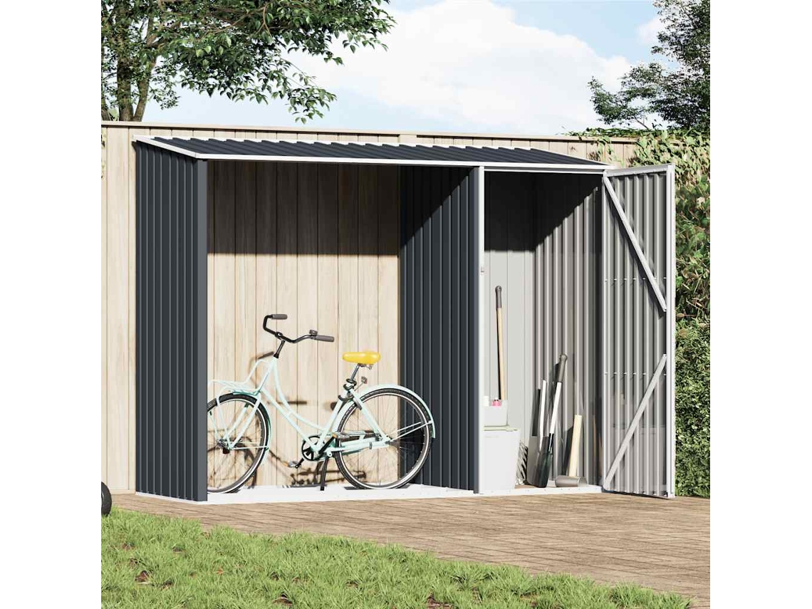 Vidaxl Abrigo De Lenha Jardim 245x98x159cm Aço Galvanizado Antracite