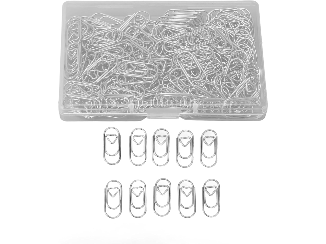 Conjunto de alfinetes em formato de coração para organização familiar, de mesa e escolar, caixa com 150 peças.