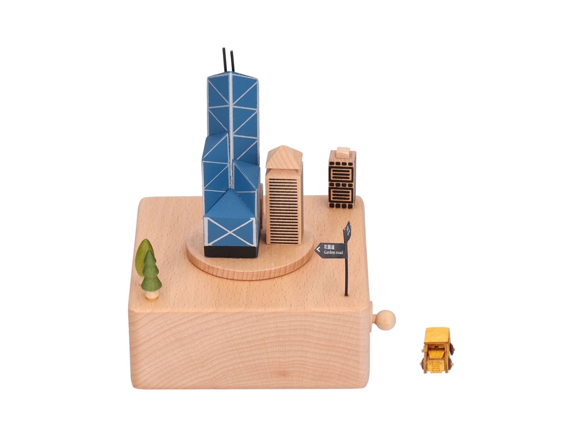 Caixa de música Baok-Beech com estilo arquitetônico inovador para presente, casa, mesa e decoração.