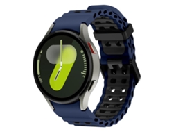 Bracelete Para Samsung Galaxy Watch 7 (40mm/44mm) - Silicone Duas Cores Ocean - Furos Duplos - Azul Meia-noite E Preto