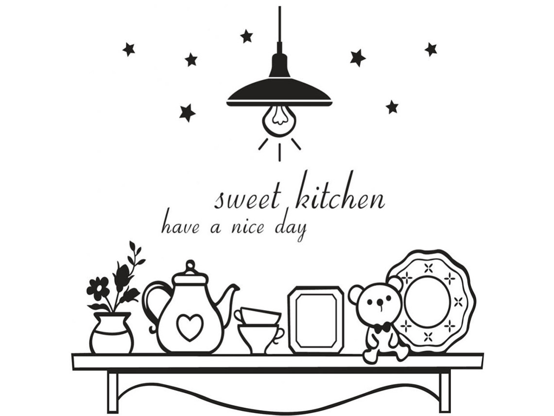 Adesivo Parede Cozinha Sweet Kitchen Frase Bom Dia Decor
