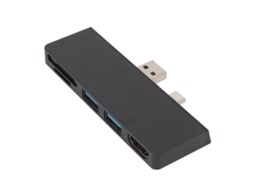 Aetheria hub Usb C 5 em 2 para Surface Pro 7 com 4k Hd, 2 Portas Usb3.0 e Leitores de Cartão