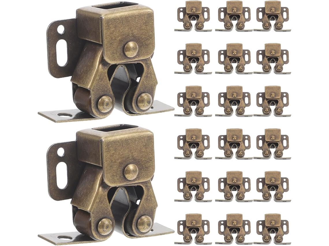 Garneck 20 Peças Fechos De Metal Com Roletes Duplos Para Portas Armários Parafusos, Trava Para Armários Pequenos E