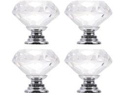 Kisangel Conjunto De 4-puxadores Cristal Para Armário, Porta De Armário Vidro, Puxadores Decorativos Para Gaveta Com